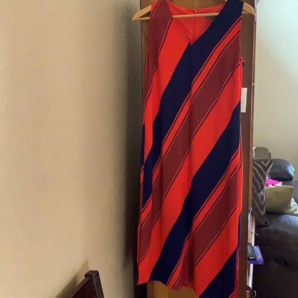 Ladies blue and red tea length dress - new with tags.